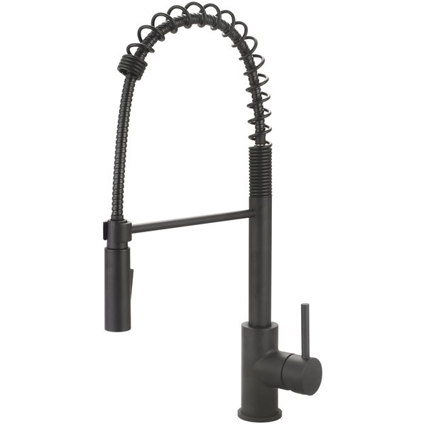 Pioneer Single Handle Pre-Rinse Spring Pull-Down Kitchen Faucet in Matte Black 2MT280-MB